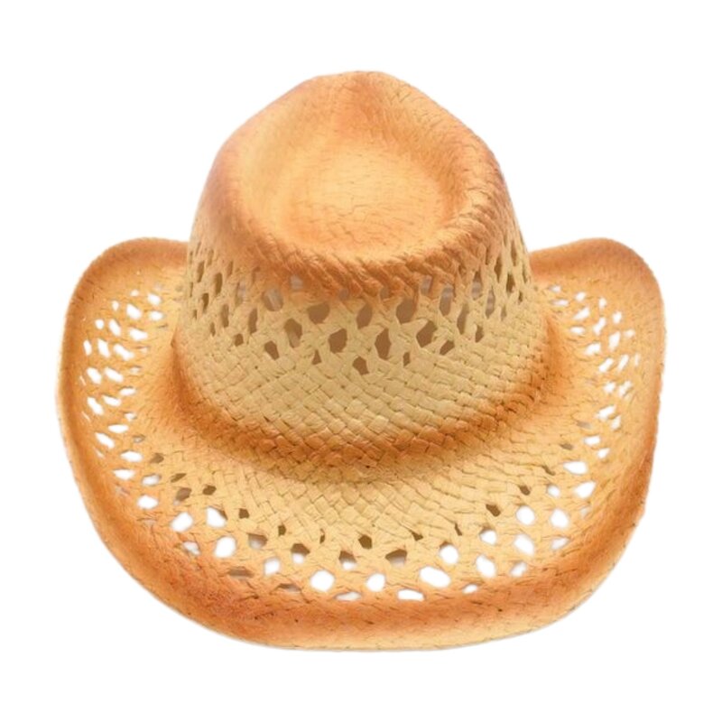 Straw Hat Supplier - Western Straw Cowboy Hat Hollow Out Cowgirl Woven