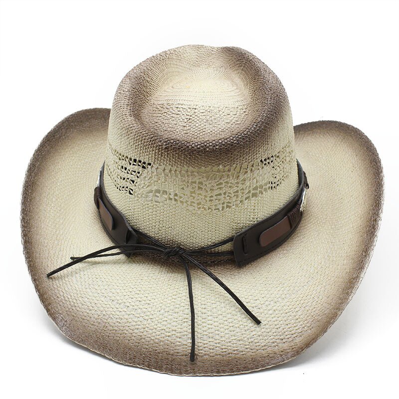 Straw Hat Supplier - Unisex Wide Brim Western Straw Cowboy Cowgirl Hat