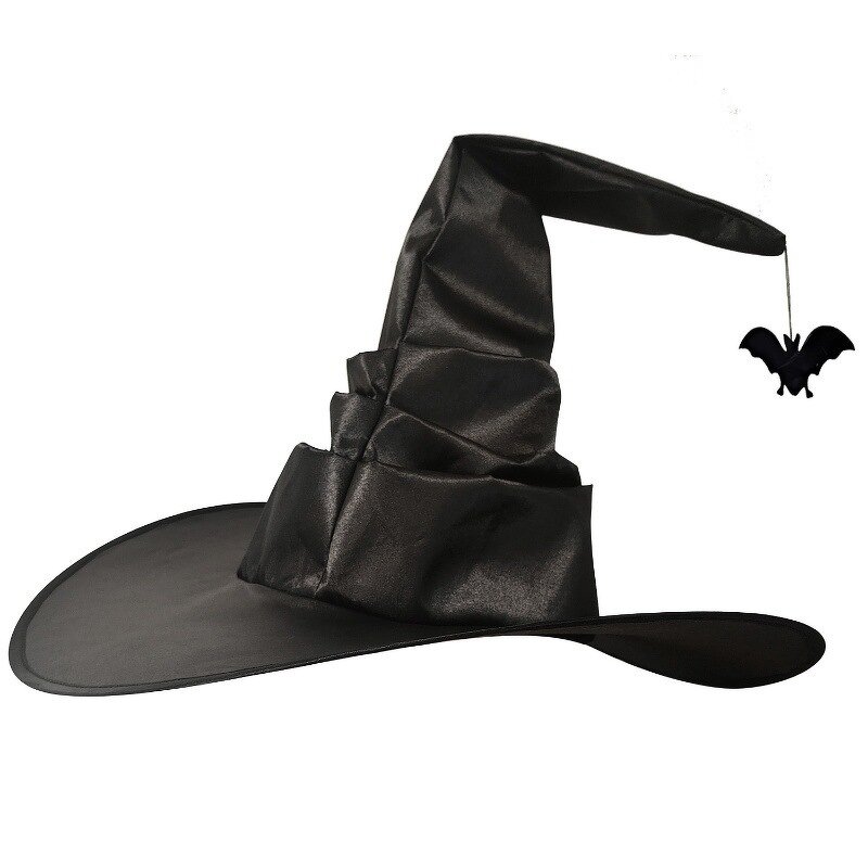Witch Hat Supplier - Halloween Folds Wizard Black Hat Cosplay Costume Headgear