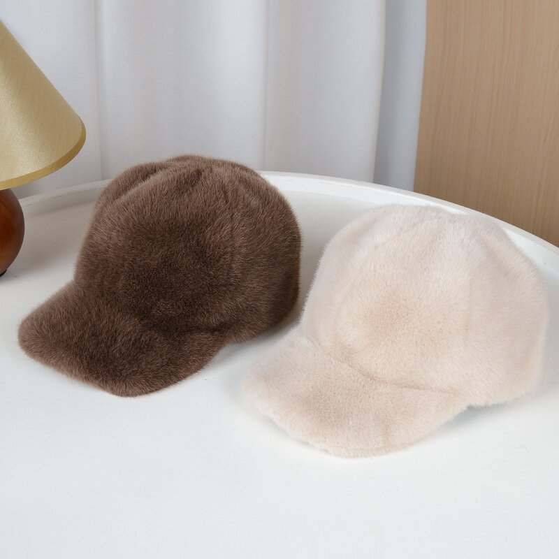Baseball Hat Supplier - Winter Solid Color Fluffy Faux Fur Snapback