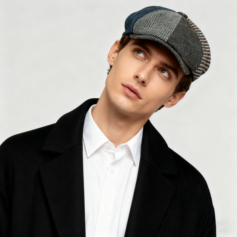 Flat Cap Manufacturer - Classic 8 Panel Fitted Men Newsboy Cabbie Hat