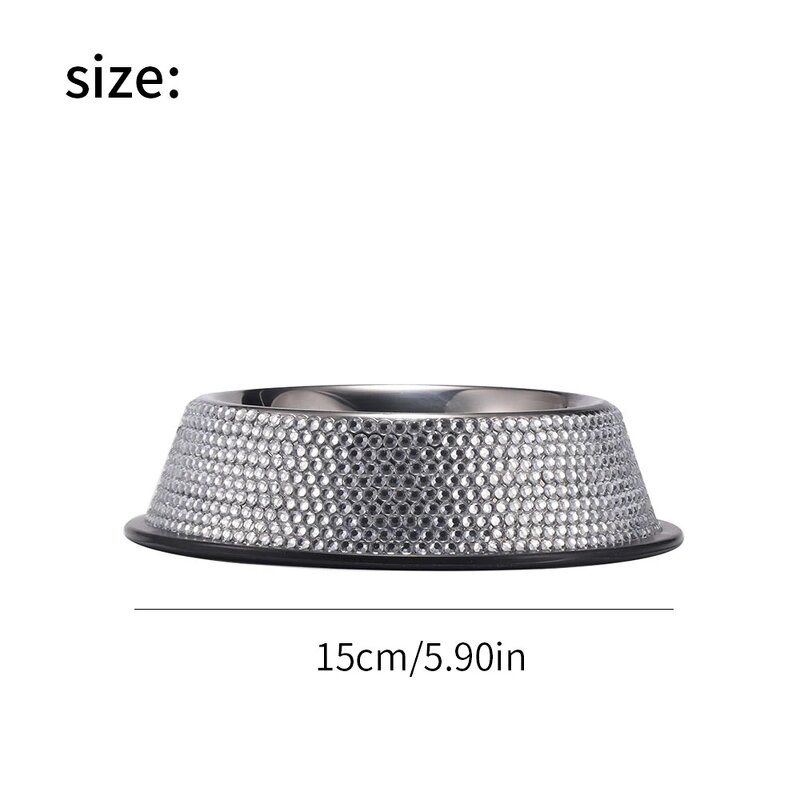 Pet Bowls Factory - Dog Bowls Pink Bling Rhinestones Stainless Steel Feeder