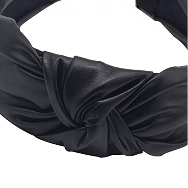Headbands Factory - Women Fashion PU Wide Barrette Knot Turban Hair Band