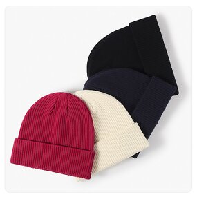Beanie Cap Factory - 100% Cotton Knitted Hat Casual Bonnets Solid Color