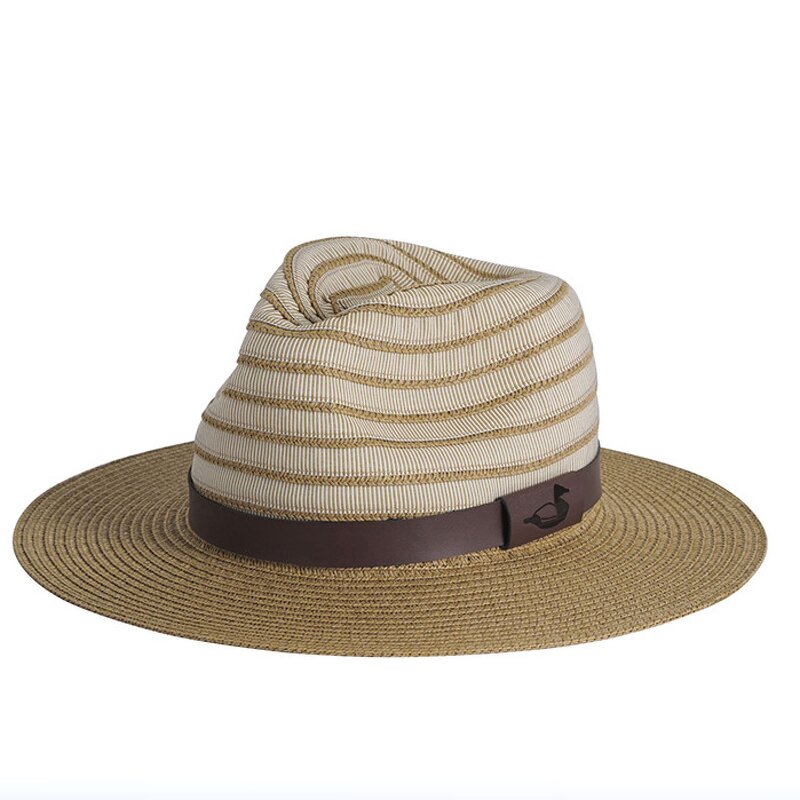 Straw Hat Manufacturer - New Outdoors Sun Hat Stripped Panama with Ribbon