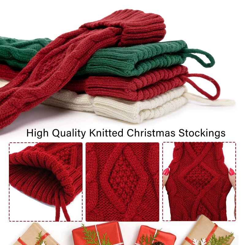 Christmas Stockings Supplier - Custom Embroidery Logo 18 Inches Knit Stockings