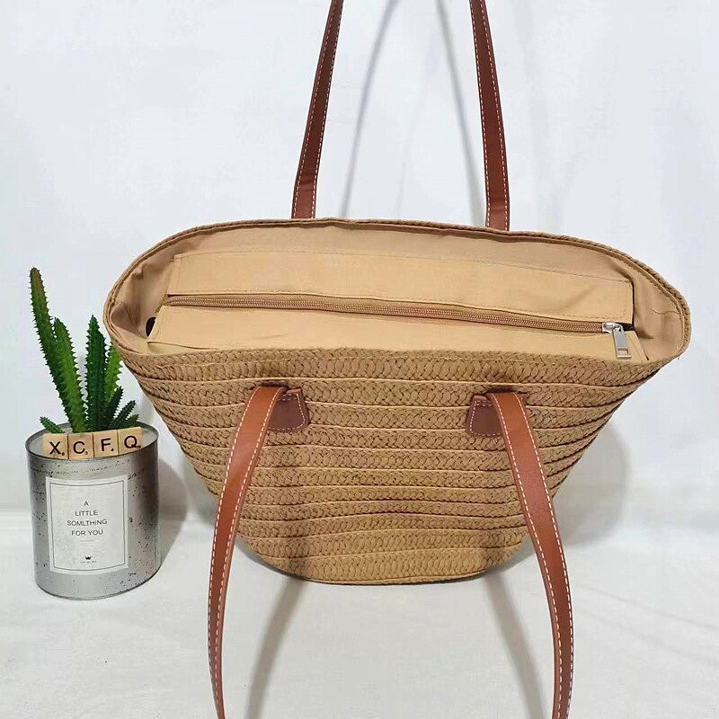 Straw Bag Manufacturer - Large Capacity Beach Shopping Woven Shoulder Bag