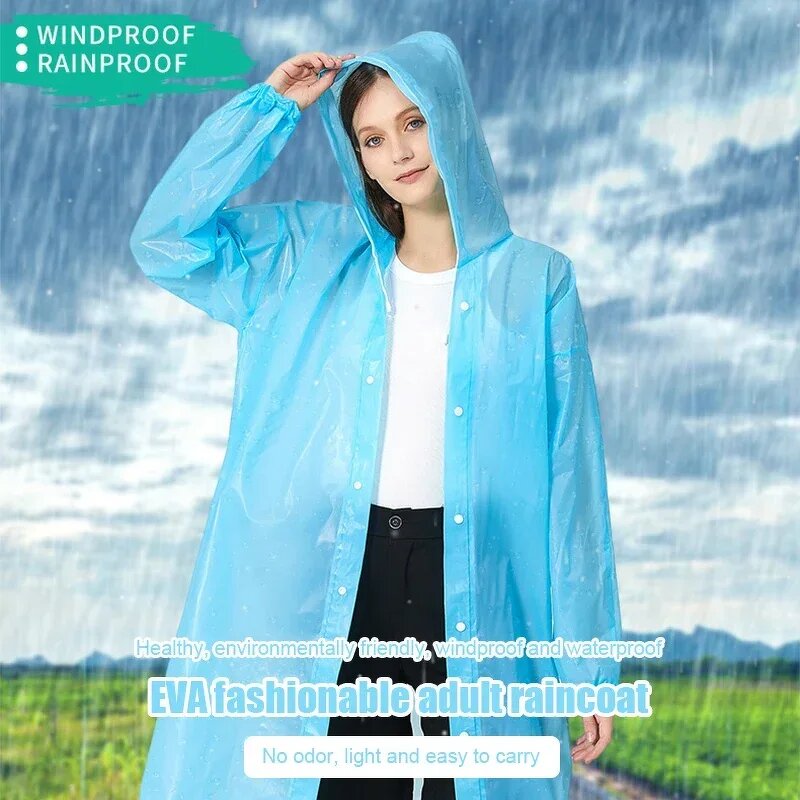 Raincoat Supplier - Custom Logo Unisex Adult EVA Rectangle Plastic Raincoat