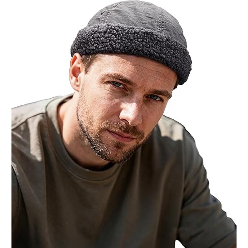 Brimless Hat Manufacturer - Men Lamb Wool Brim Quick Dry Docker Sailor Cap