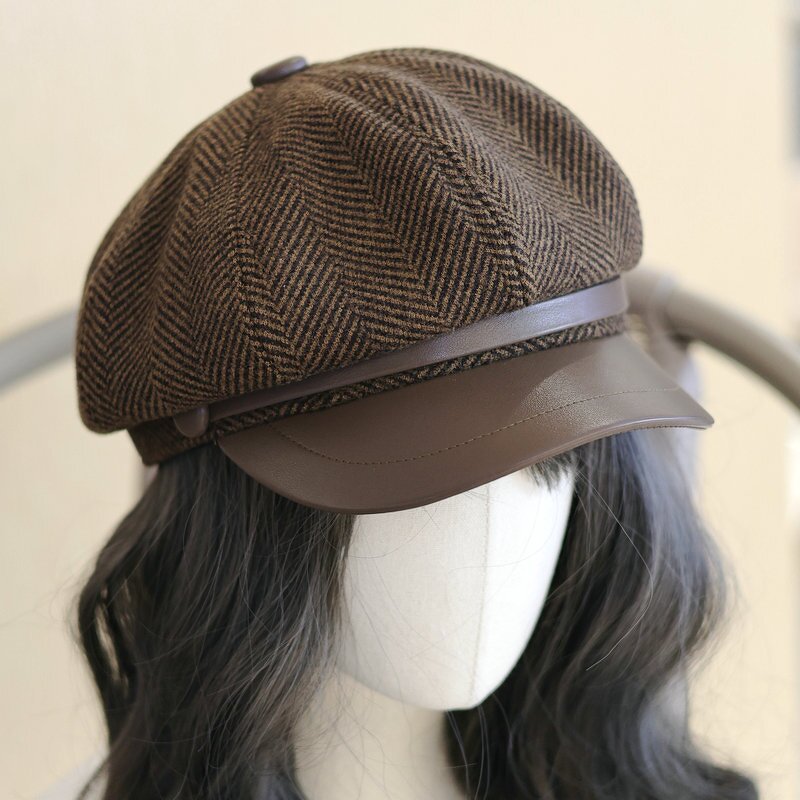Newsboy Cap Factory - Fashion Women Striped Octagonal Beret Hat
