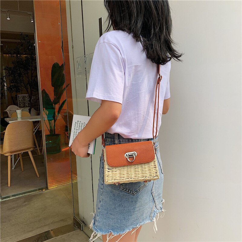 Straw Bag Manufacturer - Handwoven Rattan Bag with Leather Straps Shoulder