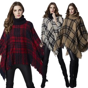 Poncho Supplier - New Special Design Striped Poncho Cape Retro Knitted