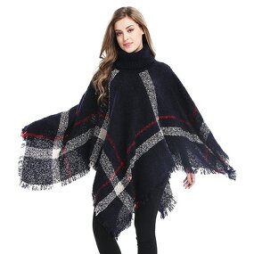 Poncho Manufacturer - Womens Dress Poncho Plaid Turtleneck Jumper Sweater