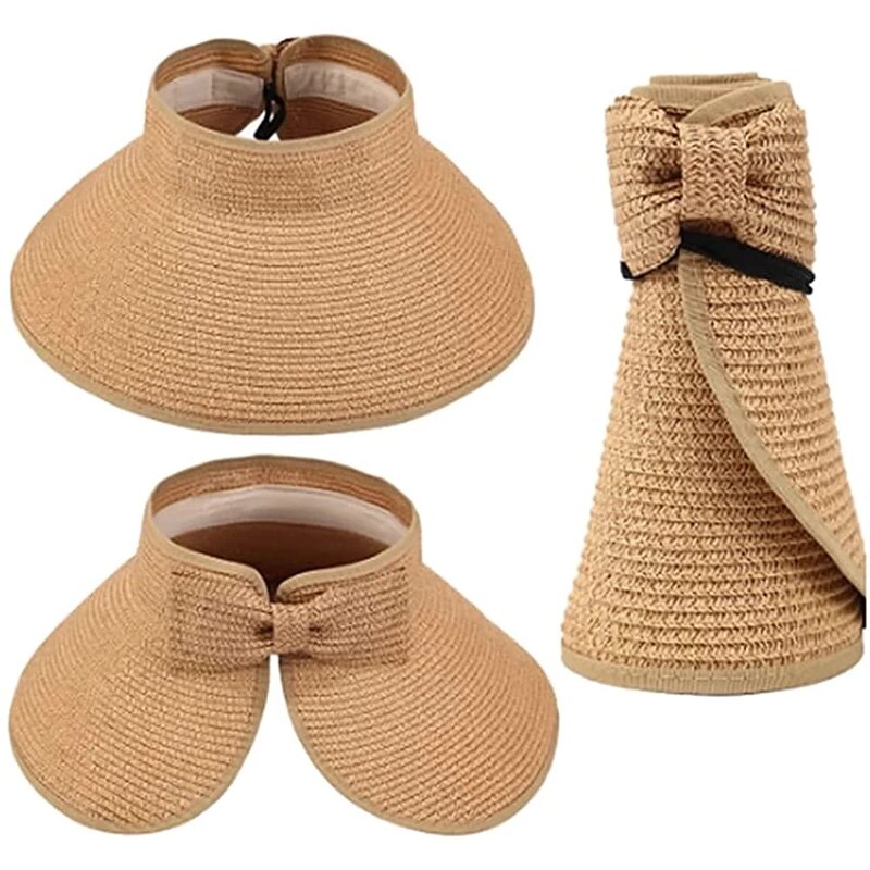 Sun Visor Manufacturer - Summer Roll up Foldable Wide Brim Straw Visor