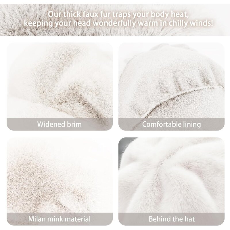 Newsboy Hat Factory - Women Winter Faux Fur Warm Plush Beret Hat Outdoor