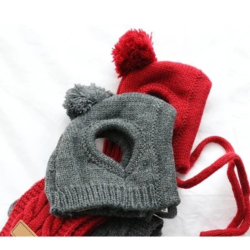 Pet Hat Set Supplier - Winter Warm Stripes Knitted Hat Scarf Set for Dog