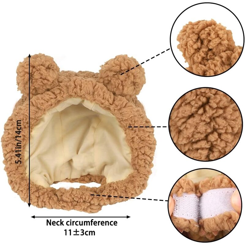 Pet Hat Supplier - Cute Cat Costume Warm Bear Hat Adjustable Soft Headwear