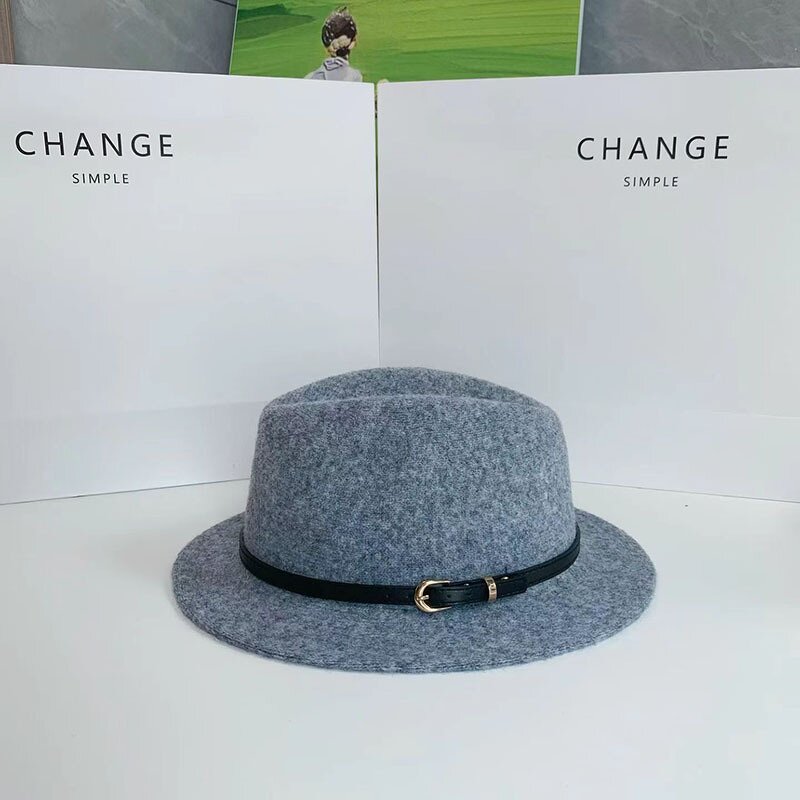 Fedora Hat Supplier - Classic Wide Brim Wool Hat with Belt Buckle