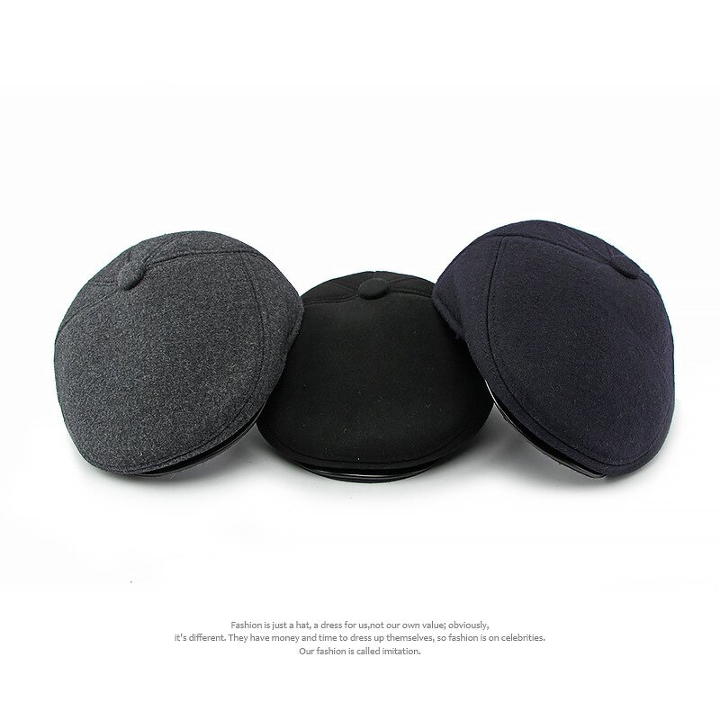 Flat Cap Supplier - Men Ivy Cap Retractable Invisible Earflap Beret Hat