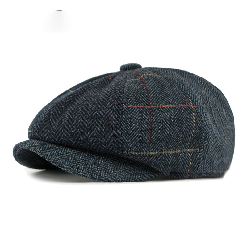Flat Cap Supplier - British 8 Panel Herringbone Driving Cabbie Tweed Hat