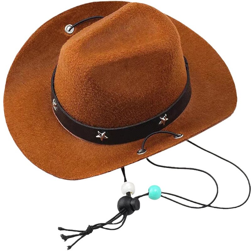 Pet Hat Supplier - Creative Mini Pet Dogs Western Cowboy Hat Star Cap