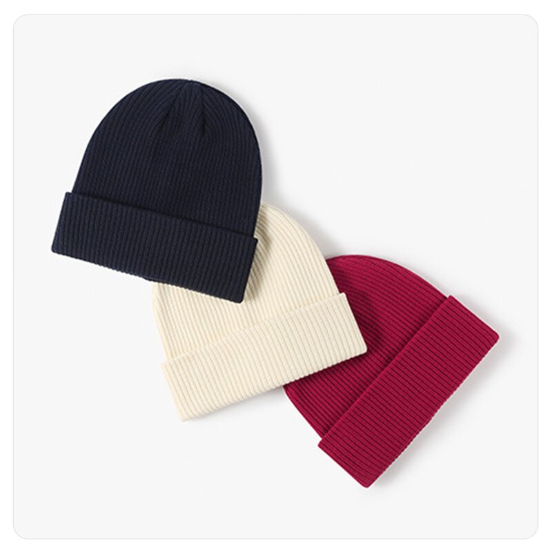 Beanie Cap Factory - 100% Cotton Knitted Hat Casual Bonnets Solid Color