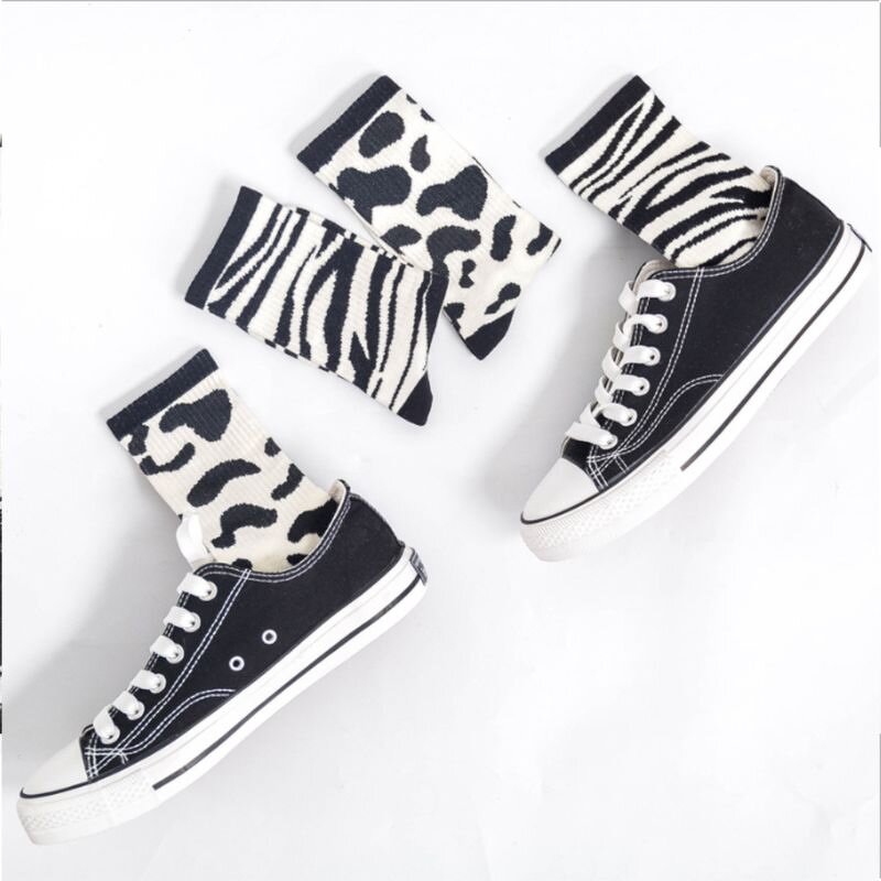 Socks Factory - New Women Cute Animal Stripes Cow Zebra Long Crew Socks