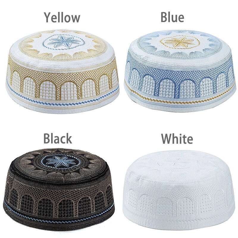 Prayer Hats Supplier - Fashion Muslim Men Cotton Embroidery Islamic Hat