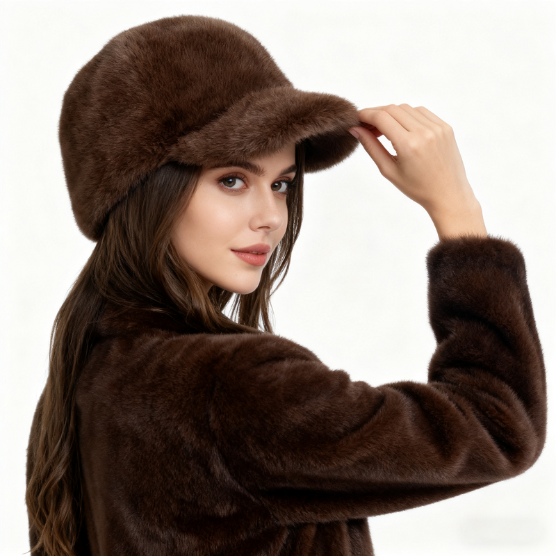 Baseball Hat Supplier - Winter Solid Color Fluffy Faux Fur Snapback