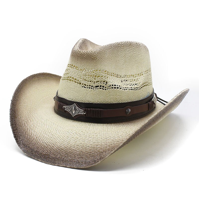 Straw Hat Supplier - Unisex Wide Brim Western Straw Cowboy Cowgirl Hat