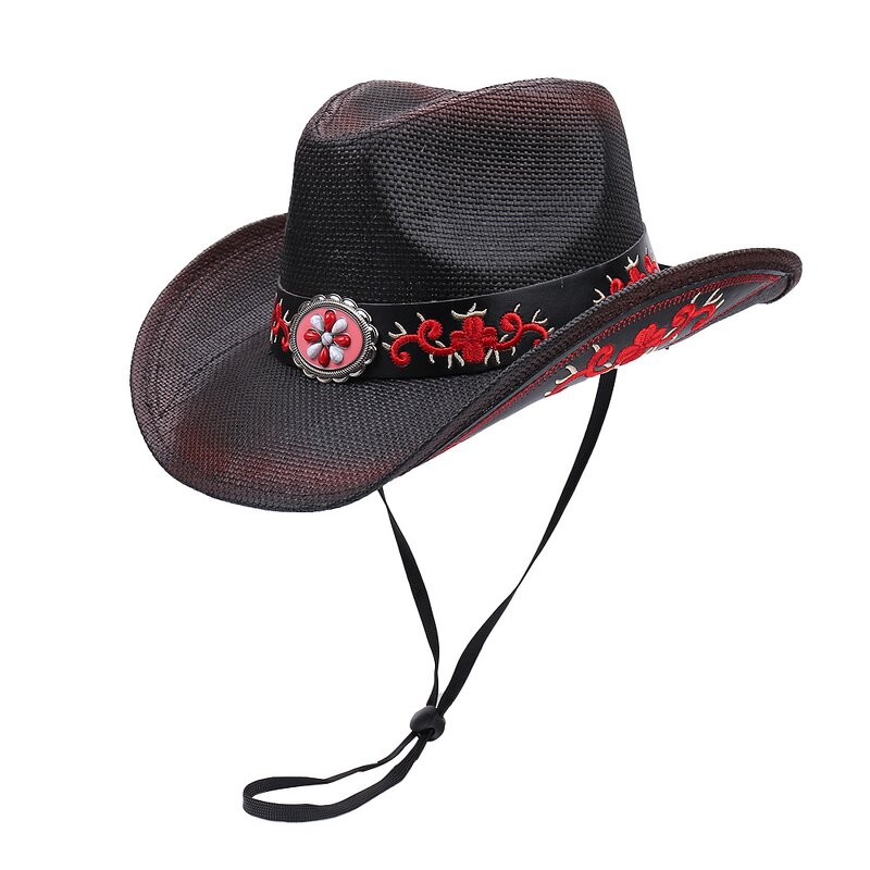 Cowboy Hat Factory - Curled Design Gradient Straw Sombrero Western Hat