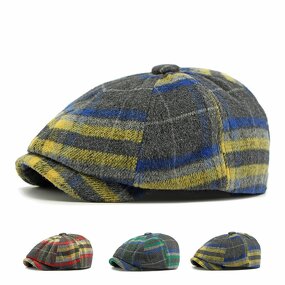 Flat Cap Factory - British Herringbone Driving Cabbie Tweed Beret Hat