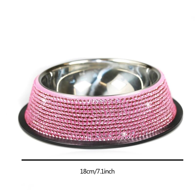 Pet Bowls Factory - Dog Bowls Pink Bling Rhinestones Stainless Steel Feeder