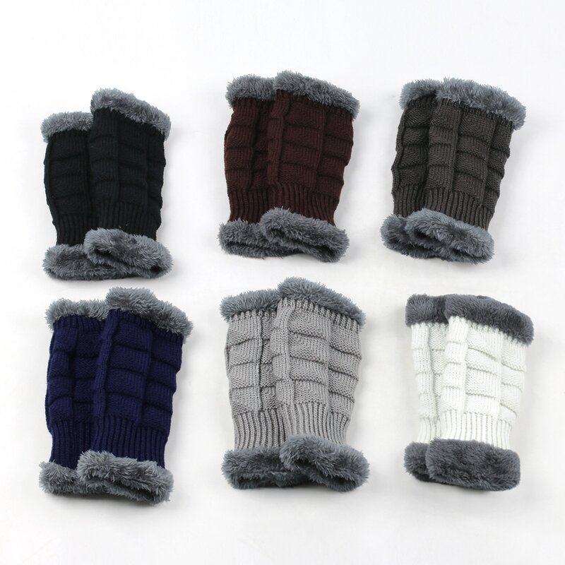 Wrist Guard Manufacturer - Winter Fleece-lined Thick Knitted Fingerless Gloves