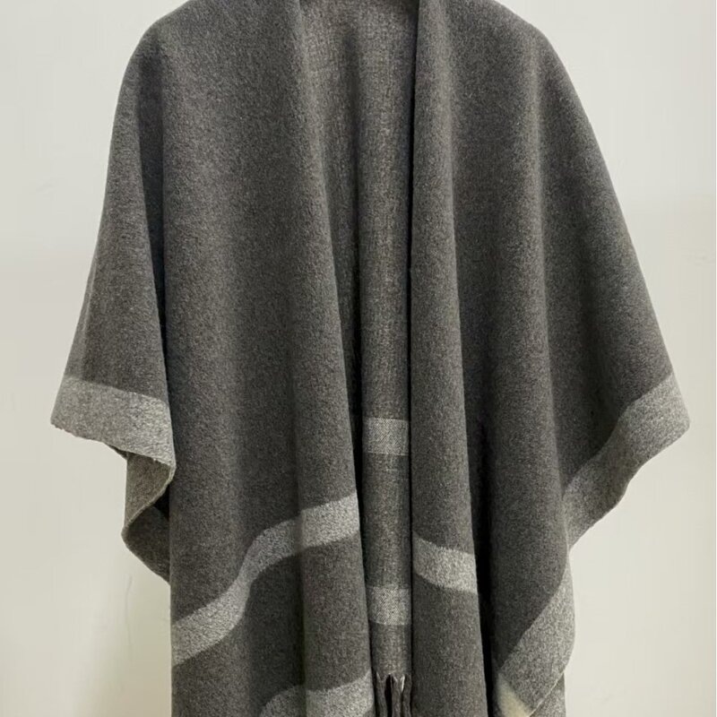 Shawl Supplier - Knitted Jacquard Plaid Blanket Dual-Use Solid Color Shawl