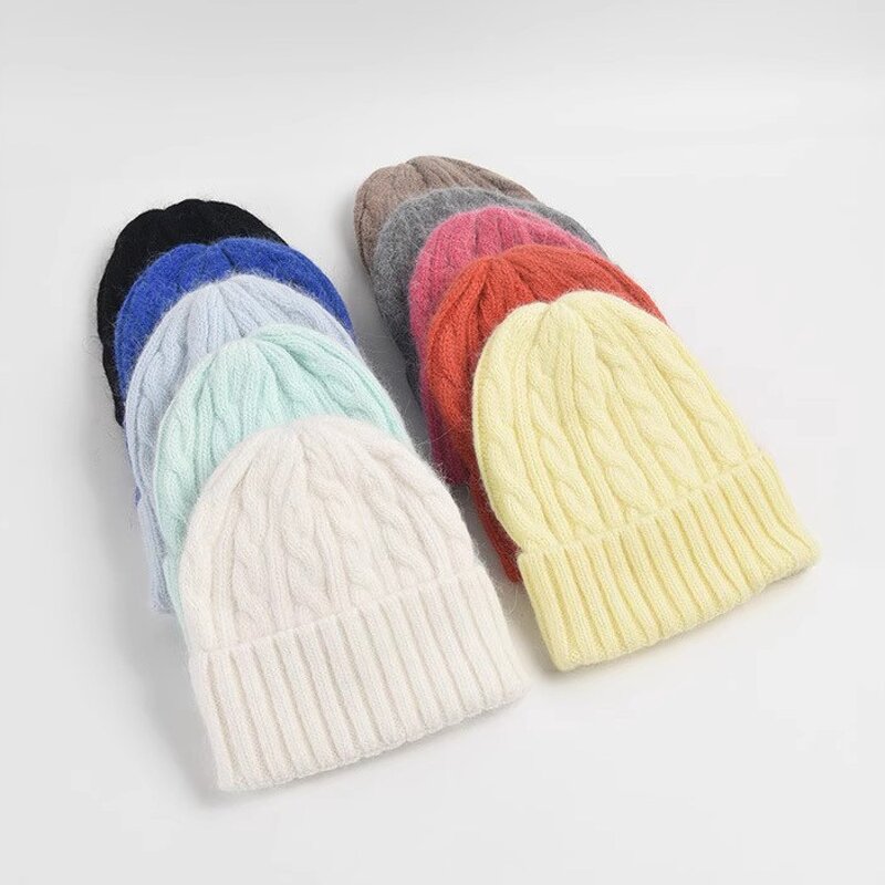 Knitted Hat Factory - Winter Foldable Rabbit Fur Beanies Ski Hats