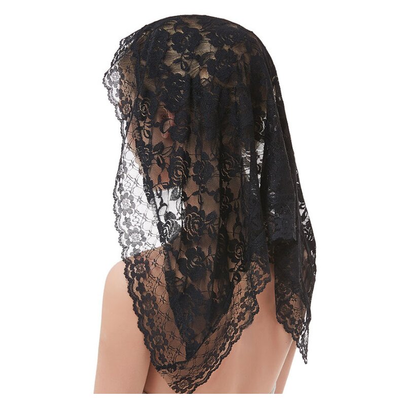 Veil Supplier - Rose Lace D Shape Head Covering for Women