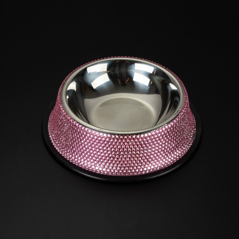 Pet Bowls Factory - Dog Bowls Pink Bling Rhinestones Stainless Steel Feeder