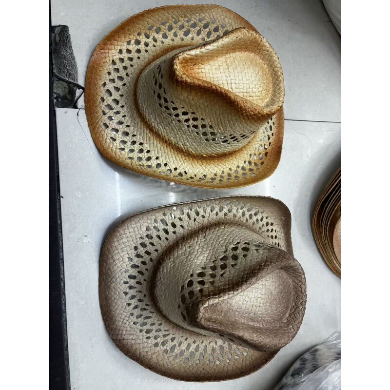 Straw Hat Supplier - Western Straw Cowboy Hat Hollow Out Cowgirl Woven
