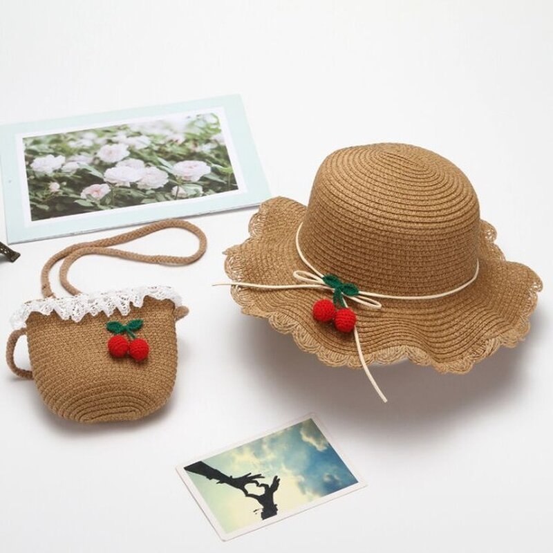 Sun Hat Set Supplier - Summer Babygirl Straw Hat Tassel Flower Set