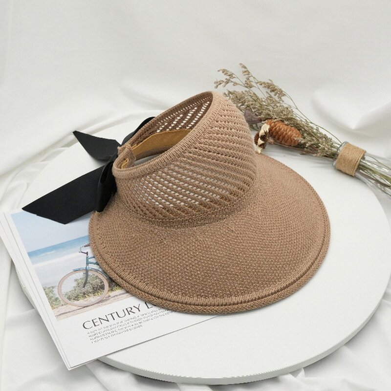 Sun Visor Supplier - Summer Foldable Travel Beach Bow Tie Straw Hat