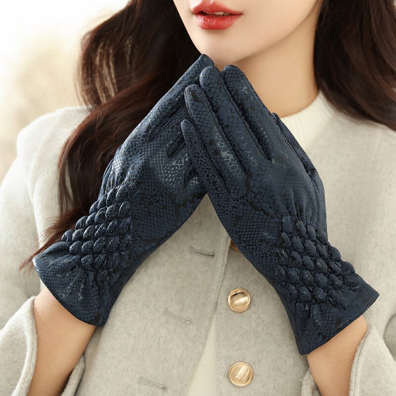 Cycling Gloves Supplier - Fall Winter Snake Skin Woolen Touch Screen Split Finger
