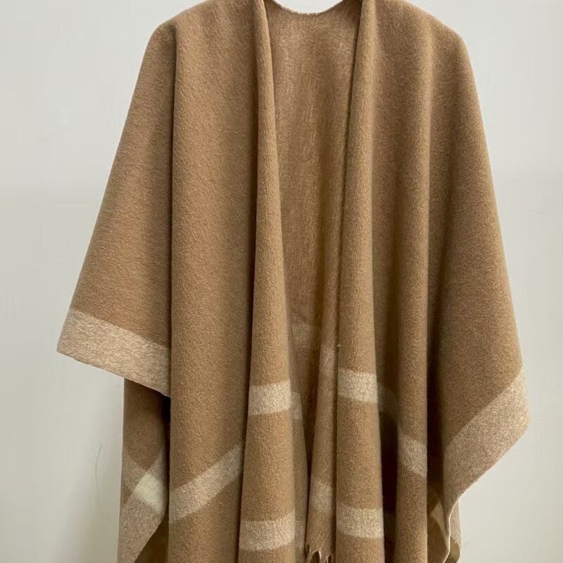 Shawl Supplier - Knitted Jacquard Plaid Blanket Dual-Use Solid Color Shawl