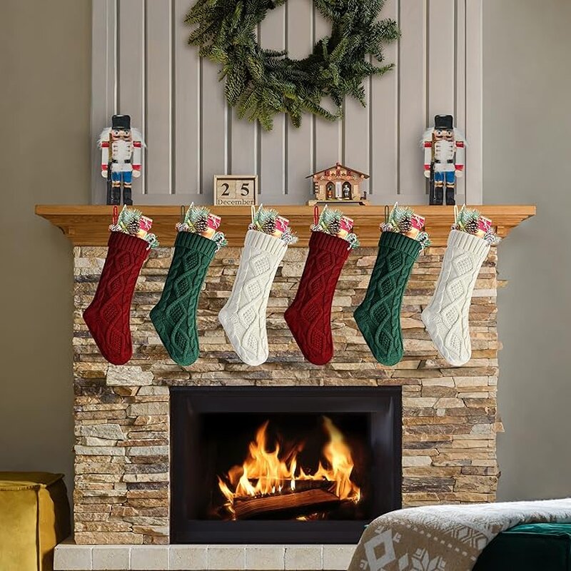 Christmas Stockings Supplier - Custom Embroidery Logo 18 Inches Knit Stockings