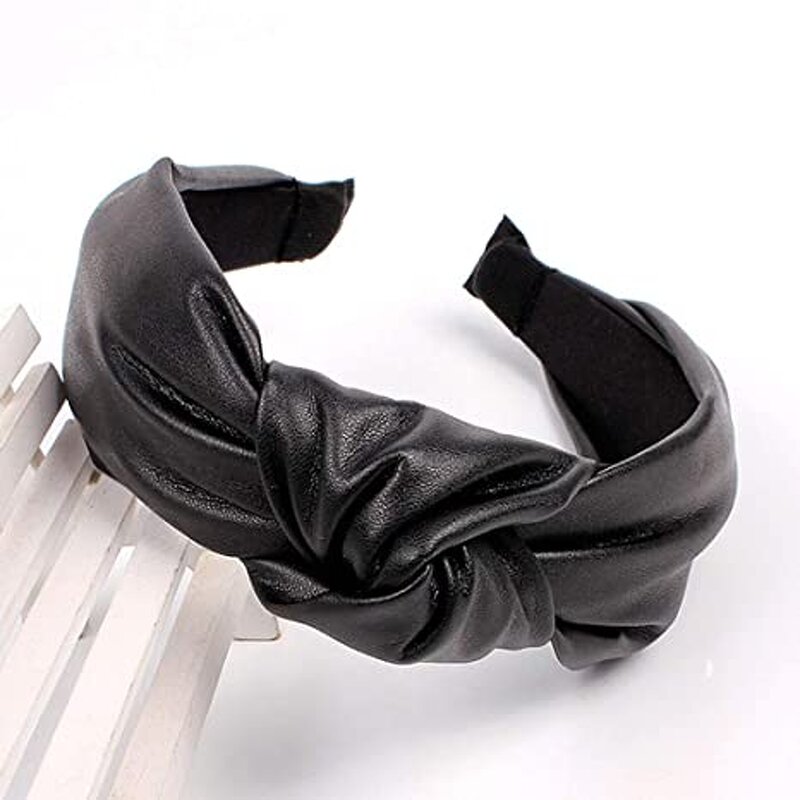 Headbands Factory - Women Fashion PU Wide Barrette Knot Turban Hair Band