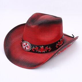 Cowboy Hat Factory - Curled Design Gradient Straw Sombrero Western Hat