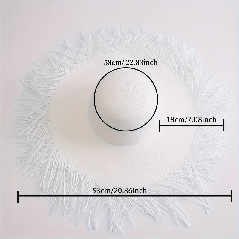 Straw Hat Factory - Women Tassel Straw Hat Wide Brim Foldable Summer