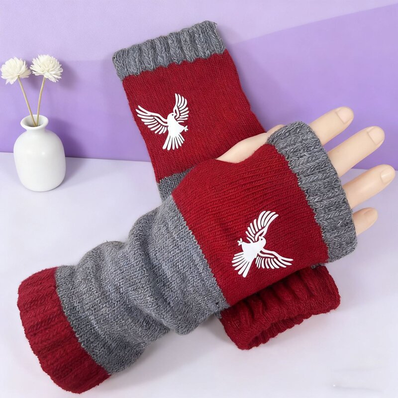Fingerless Gloves Supplier - Winter Knitted Thermal Patchwork Mittens Touch Screen