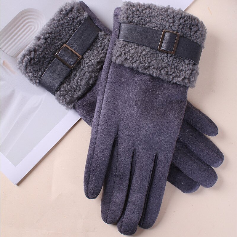 Cycling Gloves Manufacturer - Winter Suede Fur Cuffs Fleece Windproof Gloves