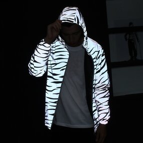 Jacket Manufacturer - New Streetwear Noctilucent Reflective Zebra Printed Windbreaker